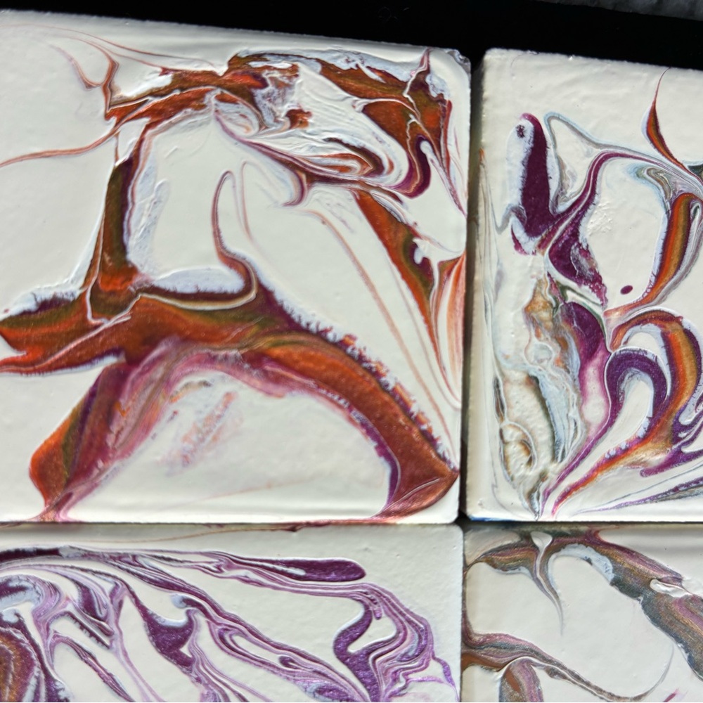 Abstract four tile hanging wall art - Picture 5 of 7